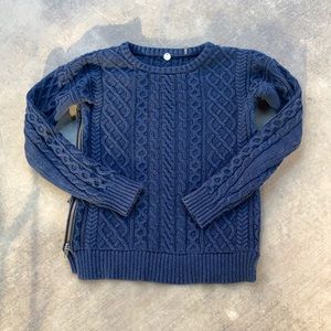 margaret o’leary navy cable knit sweater w zippers